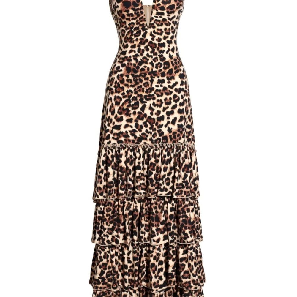 Zambezi Deep-V Sleeveless Ruffle Backless Maxi Dress